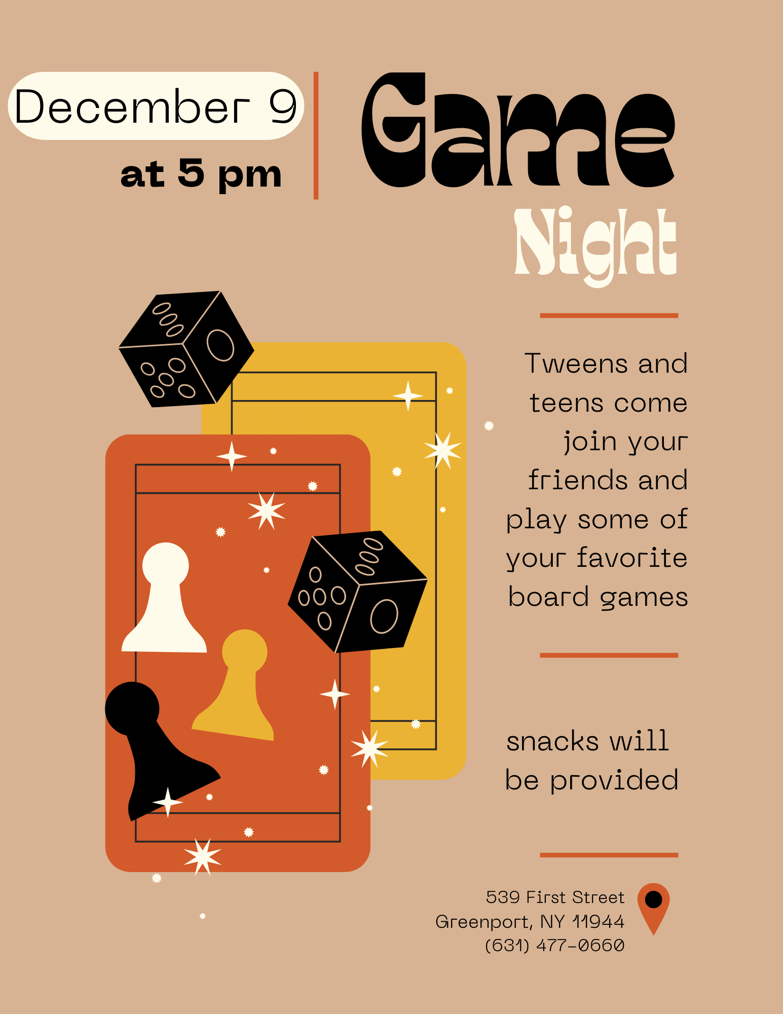 Board Game Night Flyer December 9